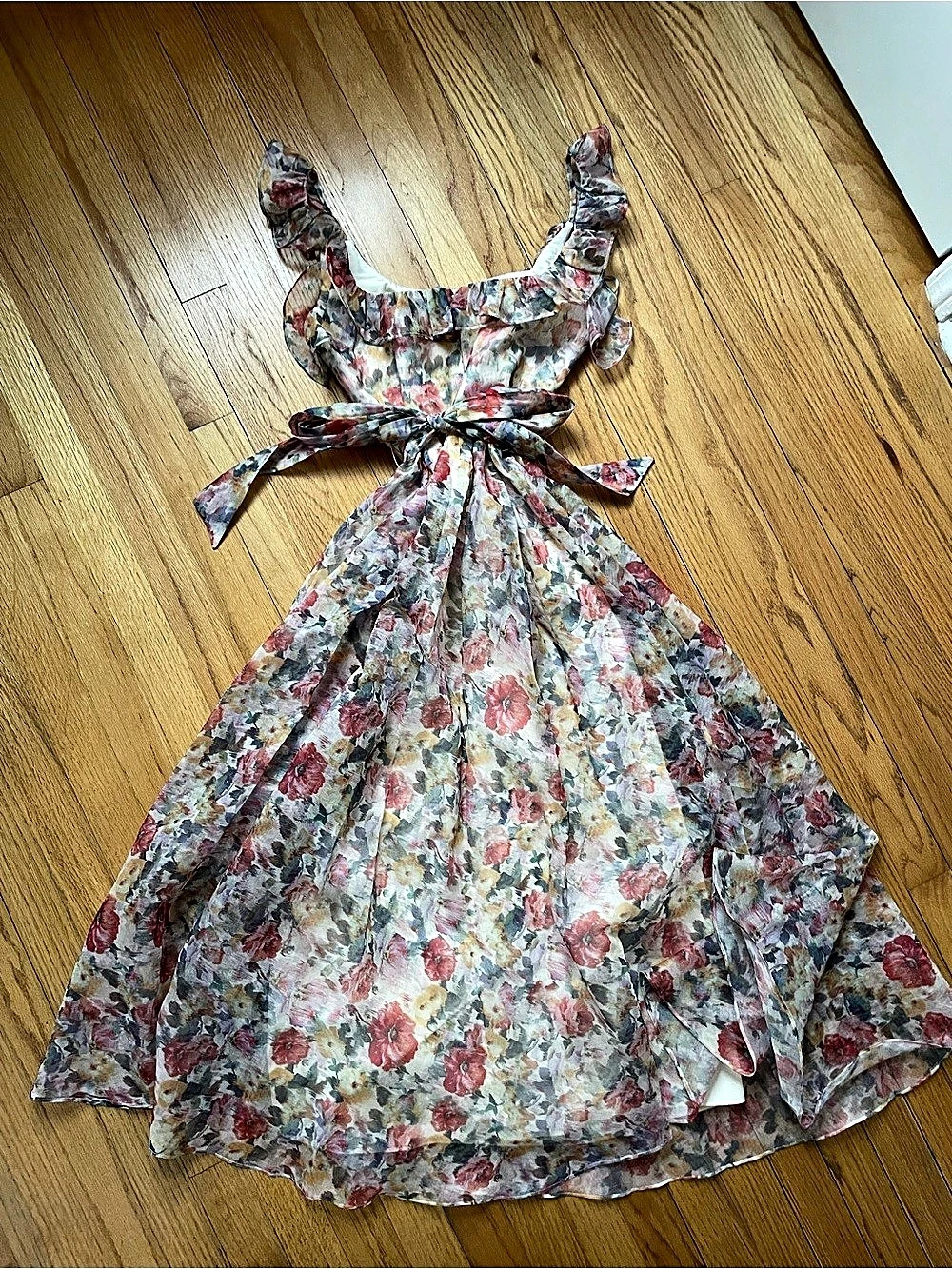 Mikael Aghal Floral Maxi Dress in Multicolor Size 4